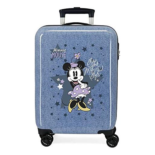 Disney valigia da cabina Disney minnie style blu 38x55x20 cm rigida abs chiusura a combinazione laterale 34l 2 kg 4 doppie ruote bagaglio a mano