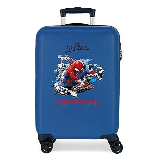 Marvel spiderman geo, trolley rigido cabina 55m ragazzo, blu (blue), valigia di cabina