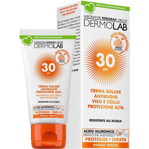 Deborah dermolab crema solare antirughe viso e collo protezione alta spf 30 50ml