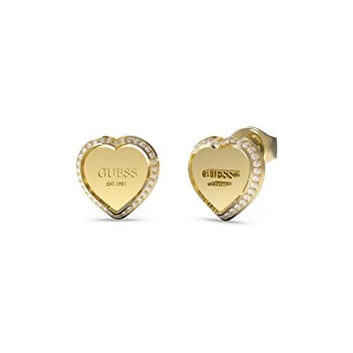 GUESS orecchini a bottone cuore fine heart jube01427jwrht-u/jube01427jwygt-u, única, metalli non preziosi, nessuna pietra preziosa