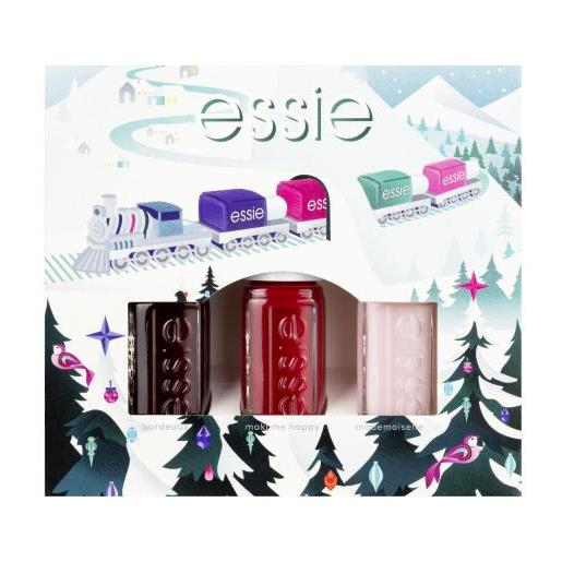 Essie nail polish christmas mini trio pack tonalità bordeaux cofanetti smalto 5 ml + smalto 5 ml maki me happy + smalto 5 ml mademoiselle