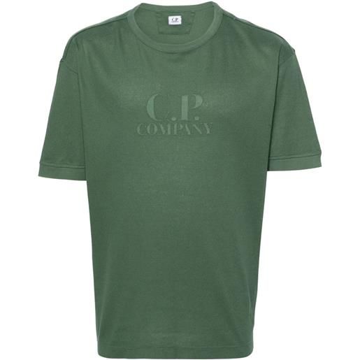 C.P. Company t-shirt piqué con ricamo logo - verde