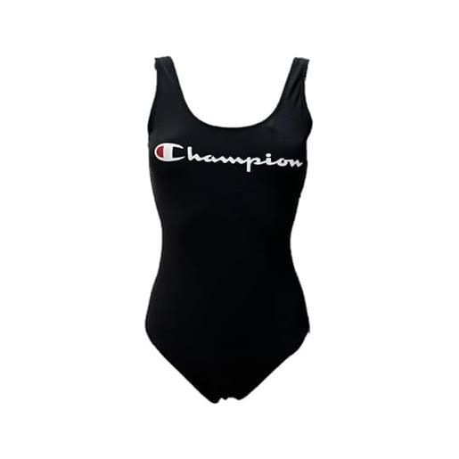 Champion legacy icons swimwear w-matt nylon logo costume intero, nero, l donna
