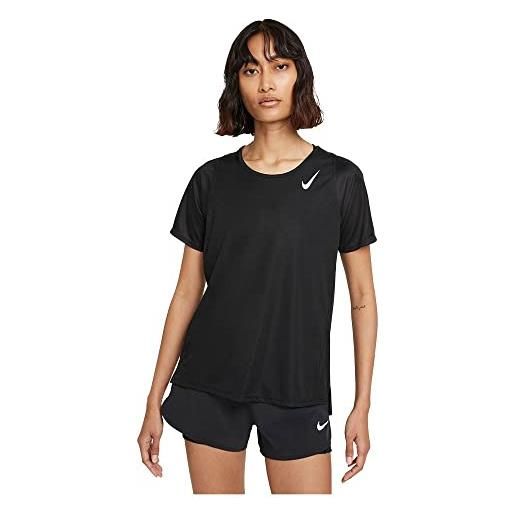 Nike dry fit race t-shirt, black/reflective silv, m donna