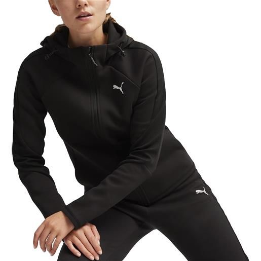 Puma felpa da donna con cappuccio e zip evostripe nera