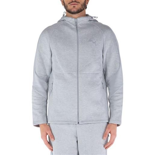 Puma felpa da uomo con cappuccio e zip evostripe grigia