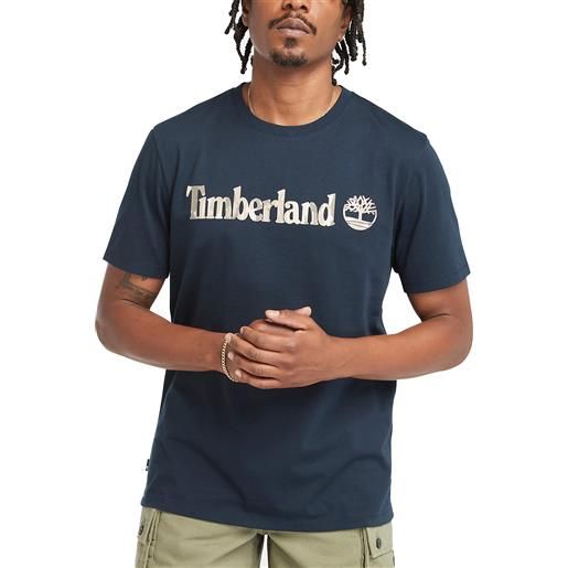 Timberland t-shirt da uomo con logo camo linear blu