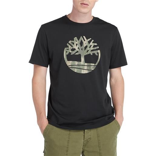 Timberland t-shirt da uomo con logo camo ad albero kennebec river nera