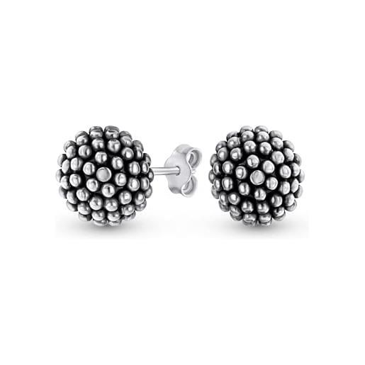 Bling Jewelry orecchini a perno tradizionali classici con perle di caviar da 10 mm per donne in argento sterling. 925 ossidato