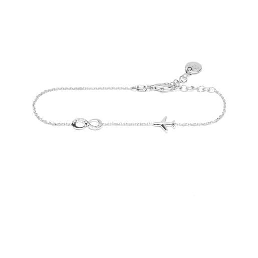 WearTravelers bracciale aereo e infinito in argento 925 con zirconi - idea regalo per donna viaggiatrice - prodotto made in italy - modello melbourne