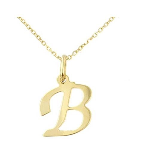forme di Lucchetta lucchetta - collana d'oro donna, ciondolo lettera iniziale nome b in oro giallo 9 carati - catenina d'oro 45cm, gioiello made in italy, xd8609-fz25