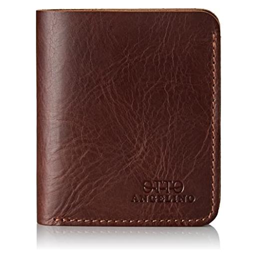 Otto Angelino portafoglio in vera pelle ultra slim verticale per carte e monete - unisex, marrone