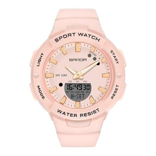 RORIOS orologio ragazze elettronico orologio da polso digitale quarzo orologio signore resina semplice orologio multifunzione militare per donna impermeabile rosa