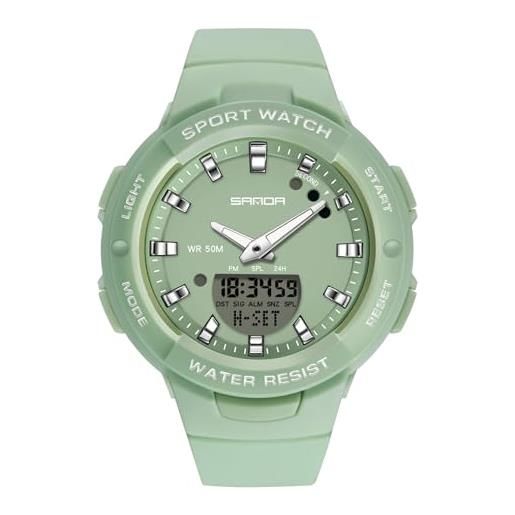 RORIOS orologio ragazze elettronico orologio da polso digitale quarzo orologio signore resina semplice orologio multifunzione militare per donna impermeabile verde
