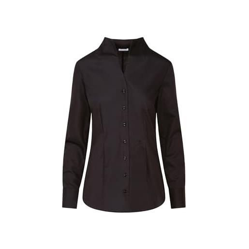 Seidensticker donna goblet collar blouse long sleeve slim fit plain non-iron blouse, nero, 40