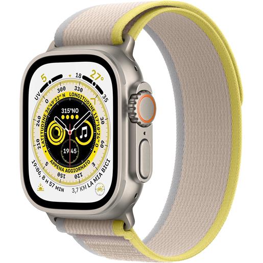 APPLE smartwatch apple watch ultra gps+cellular cassa 49mm in titanio con cinturino trail loop taglia s/m yellow/beige giallo/beige