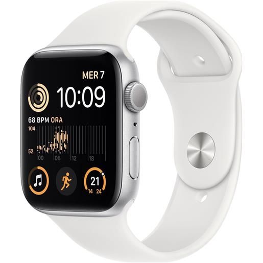 APPLE smartwatch apple watch se new gps cassa 44mm in alluminio silver con cinturino sport bianco
