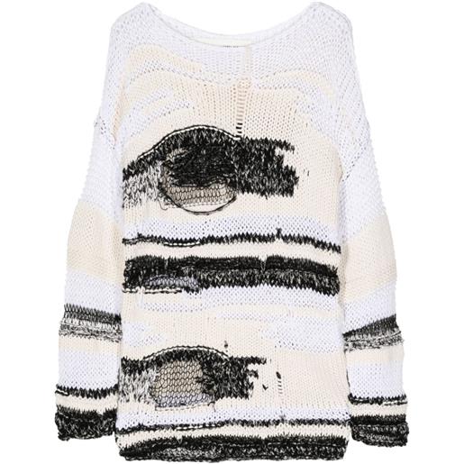 Isabel Benenato open knit cotton-linen blend jumper - toni neutri