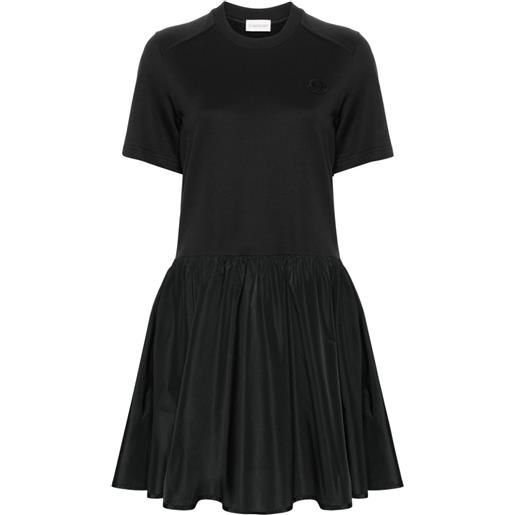 Moncler abito modello t-shirt svasato - nero