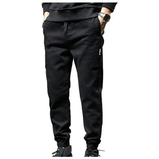 Generic pantaloni da uomo pantaloni cargo casual con coulisse in vita elastica da indossare ogni giorno-4xl-nero