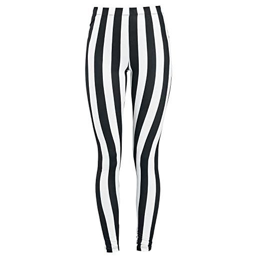 Gothicana by EMP donna leggings a righe bianche e nere m