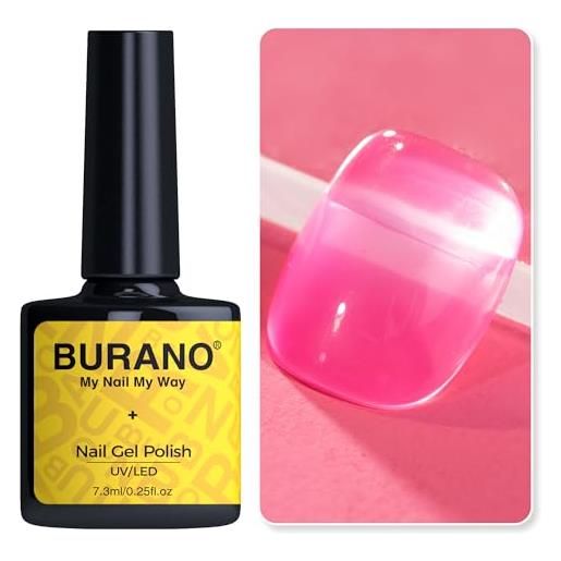 BURANO jelly smalto semipermente per unghie in gel uv led, 7.3ml colore naturale trasparente soak off gel nail art smalti per unghie colori per manicure (pink t8)