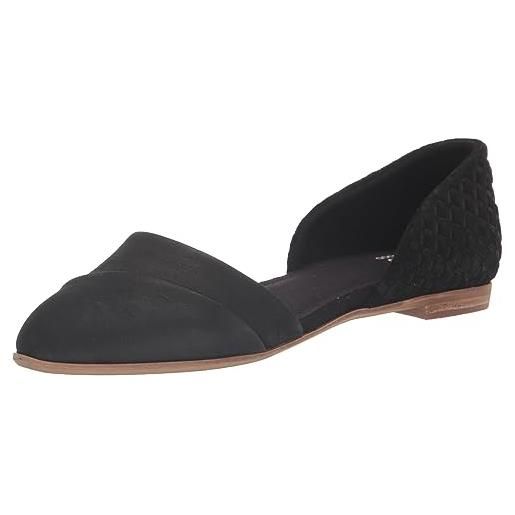 TOMS jutti dorsay, ballerine donna, black leather and embossed waffle, 37.5 eu
