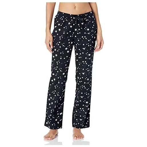 Amazon Essentials pantaloni da notte in flanella (disponibili in taglie forti) donna, nero stelle, s
