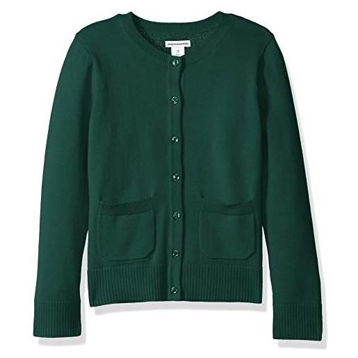 Amazon Essentials cardigan uniforme aderente bambine e ragazze, verde scuro, 8 anni