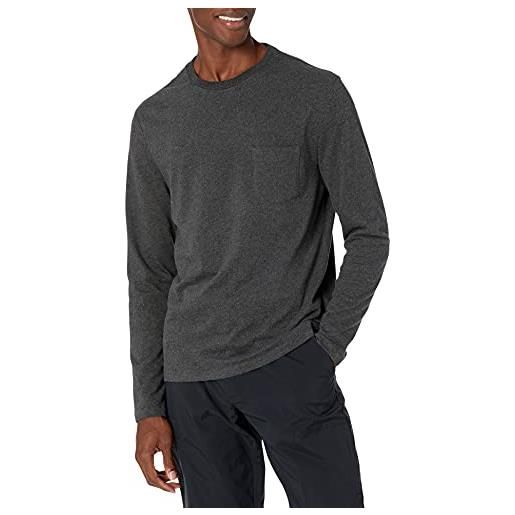 Amazon Essentials t-shirt a maniche lunghe slim uomo, carbone puntinato, m