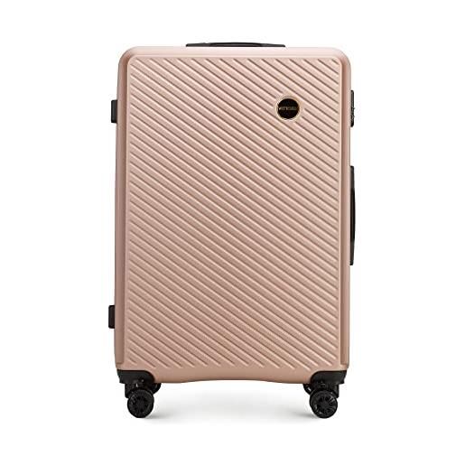 WITTCHEN valigia da viaggio bagaglio a mano valigia da cabina valigia rigida in abs con 4 ruote girevoli serratura a combinazione maniglia telescopica circle line taglia l rosa cipria