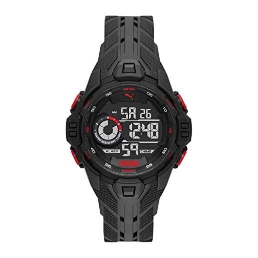 Puma orologio uomo bold, movimento digitale, cassa in poliuretano nero 45 mm con cinturino in poliuretano, p5042