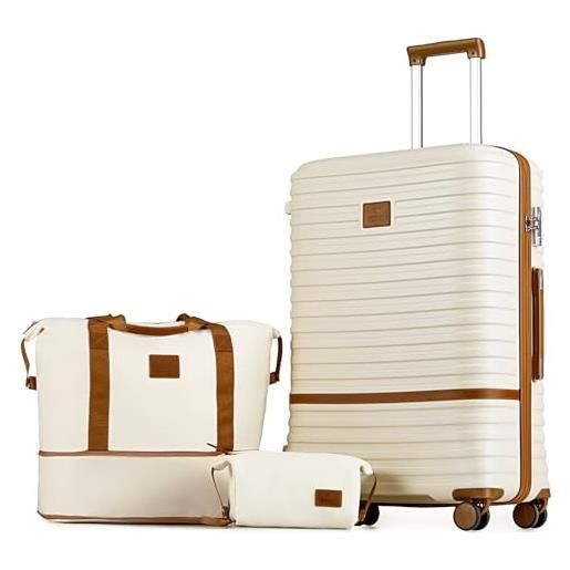 Joyway set bagagli, bianco e marrone. , 51 cm, carry on, valigia