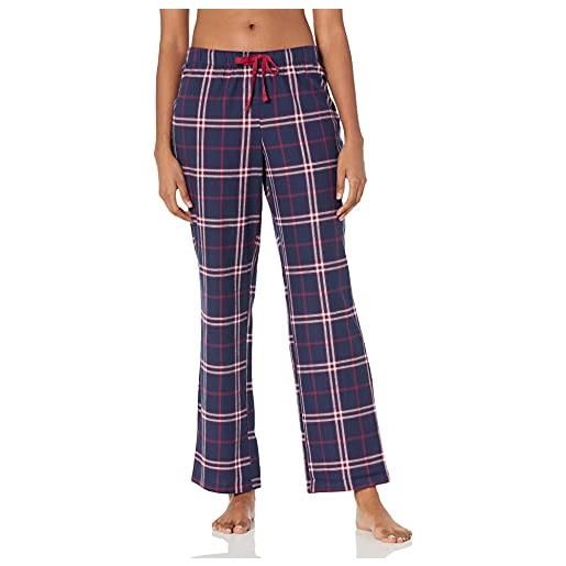 Amazon Essentials pantaloni da notte in flanella (disponibili in taglie forti) donna, blu marino rosso motivo quadri grandi, s