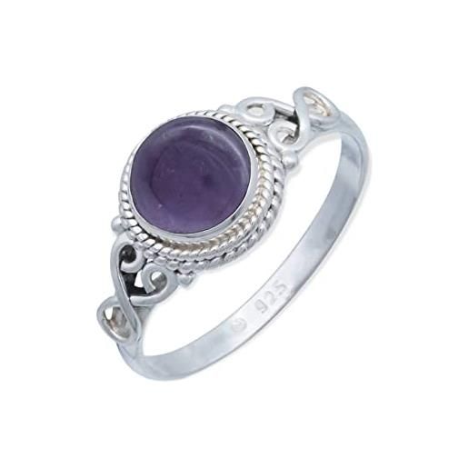 mantraroma anello argento 925 con pietre preziose ametista pietra viola argento sterling da donna in vero argento (mrg-024-01-(54))