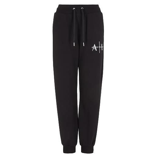 Armani Exchange french terry logo sweatpant joggers pantaloni felpati, nero, xs donna
