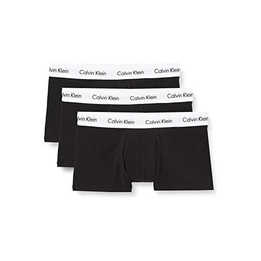 Calvin Klein 3p trunk boxer, black white cotton grey, l uomo