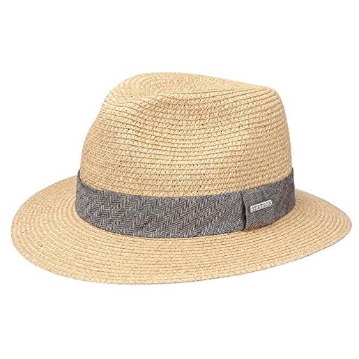 Stetson cappello di paglia nark toyo donna/uomo - estivo cappelli da spiaggia sole con nastro in grosgrain primavera/estate - s (54-55 cm) beige-mélange