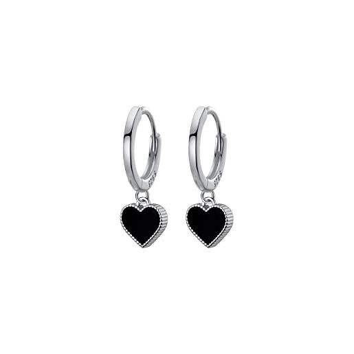 SLUYNZ 925 argento cuore goccia orecchini per le donne ragazze adolescenti nera cuore penzolare speranza orecchini