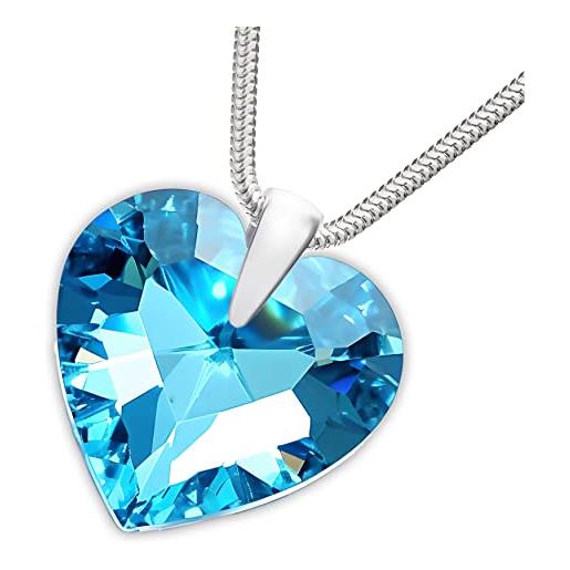 LillyMarie donne catena argento vero swarovski elements originali cuore azzurro lunghezza regolabile custodia per gioielli articoli da regalo