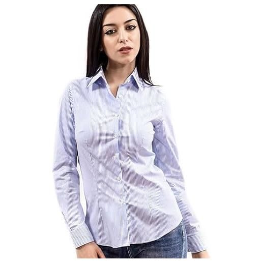Tina Ferrà camicia donna a righe slim fit, camicie donna in cotone, camicia da donna elegante con colletto italiano, 100% made in italy