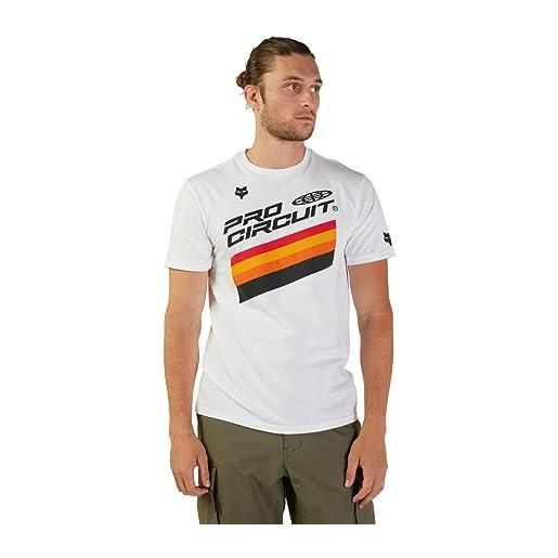 Fox Racing t-shirt standard pro circuit ss prem da uomo, bianco ottico, l