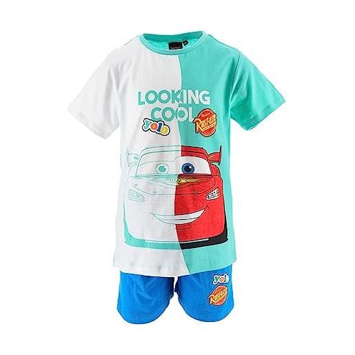 Sun City cars lightning mc. Queen, set estivo per bambini, maglietta e pantaloncini corti, bianco, 104 cm