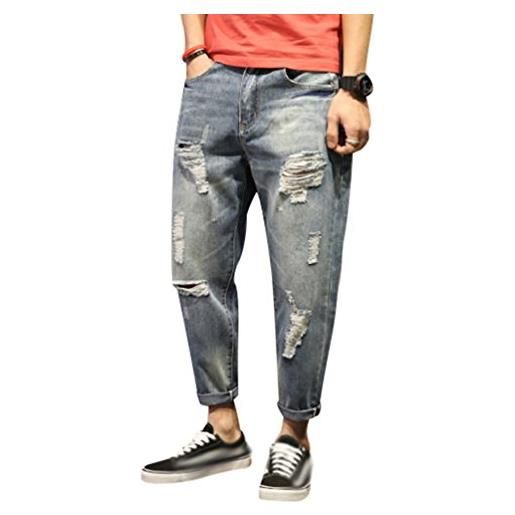 Yiiquan jeans uomo strappati lavato pantaloni in denim uomini straight pantaloni jeans moda stile 1 40
