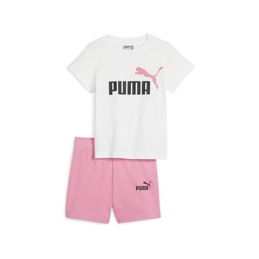 PUMA minicats tee & shorts set tuta da pista, rosa veloce, 98 unisex-bambini e ragazzi