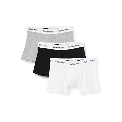 Calvin Klein 3p trunk boxer, black white grey heather short, xl uomo