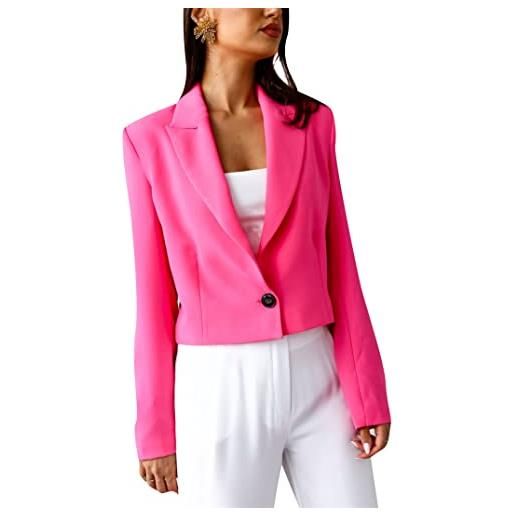 EFOFEI donna lavoro ufficio business blazer monopetto stretch suit jacket slim business cardigan rosa s