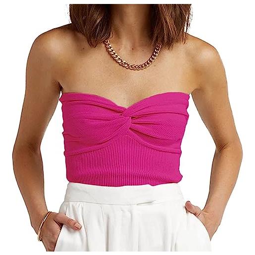 XZEIT canotta corta da donna con nodo intrecciato sul davanti, canotta senza maniche in maglia, tinta unita, vestibilità aderente, senza schienale (color: 13, size: s)