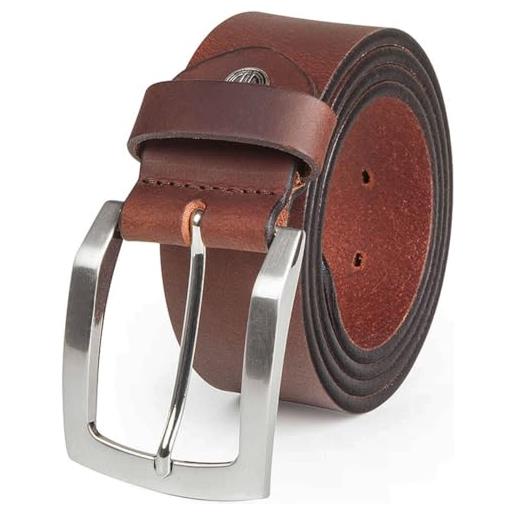 Lindenmann mens leather belt/mens belt, full grain leather belt xxl, buffalo leather, dark brown, farbe/color: marrone, size: 140