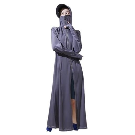 GMFLEX giacca a vento con cappuccio con protezione uv ice silk felpa con cappuccio con protezione solare upf 50+ da donna ice silk (color: gray, size: one size(45-75kg))